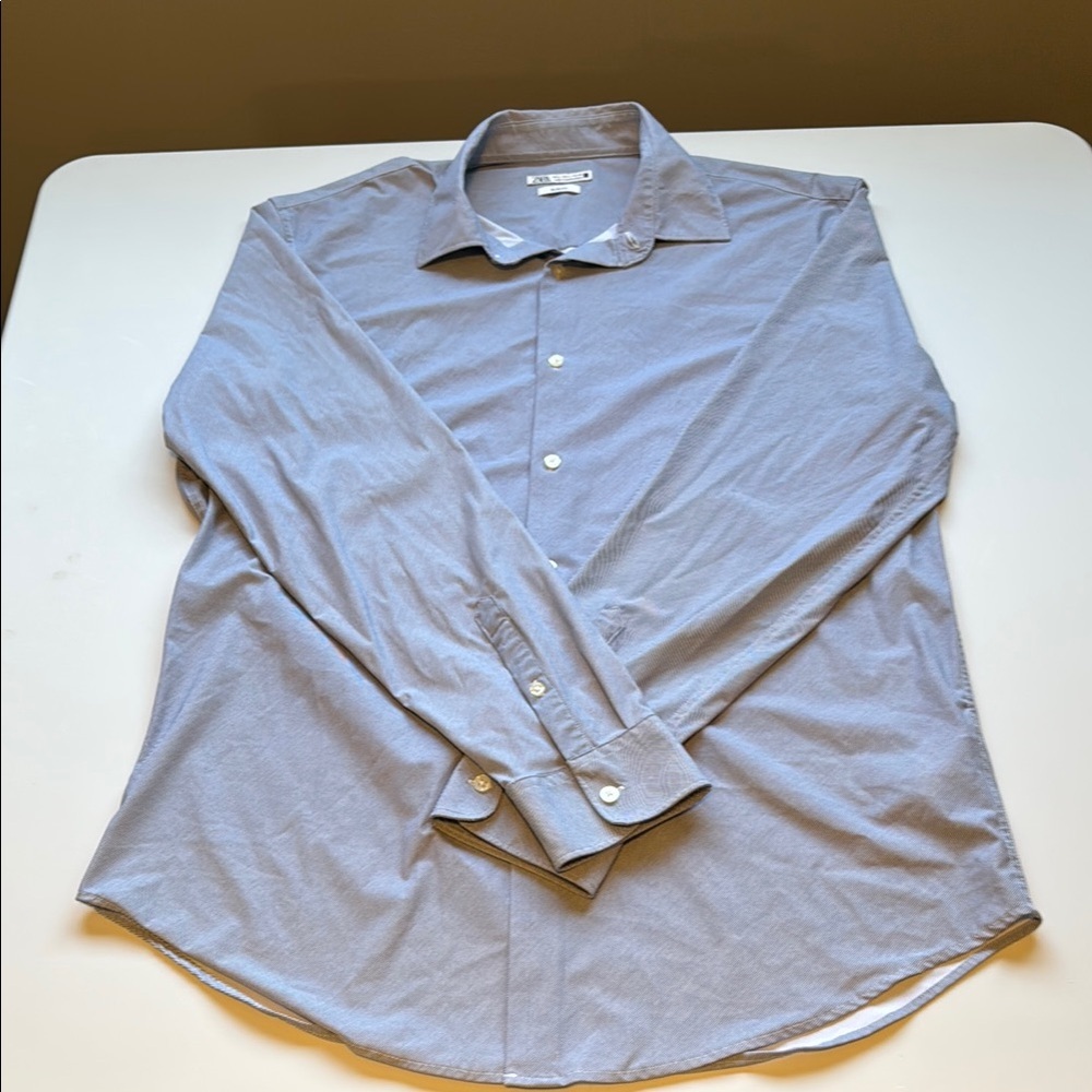 Zara Blue And White Stripe Dress Shirt Classic Professional Style - Picture 1 of 10